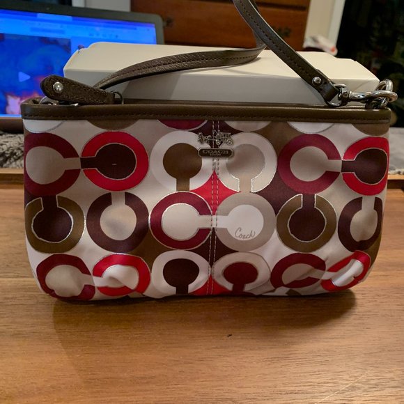 Coach Madison RED Sateen Large Wristlet